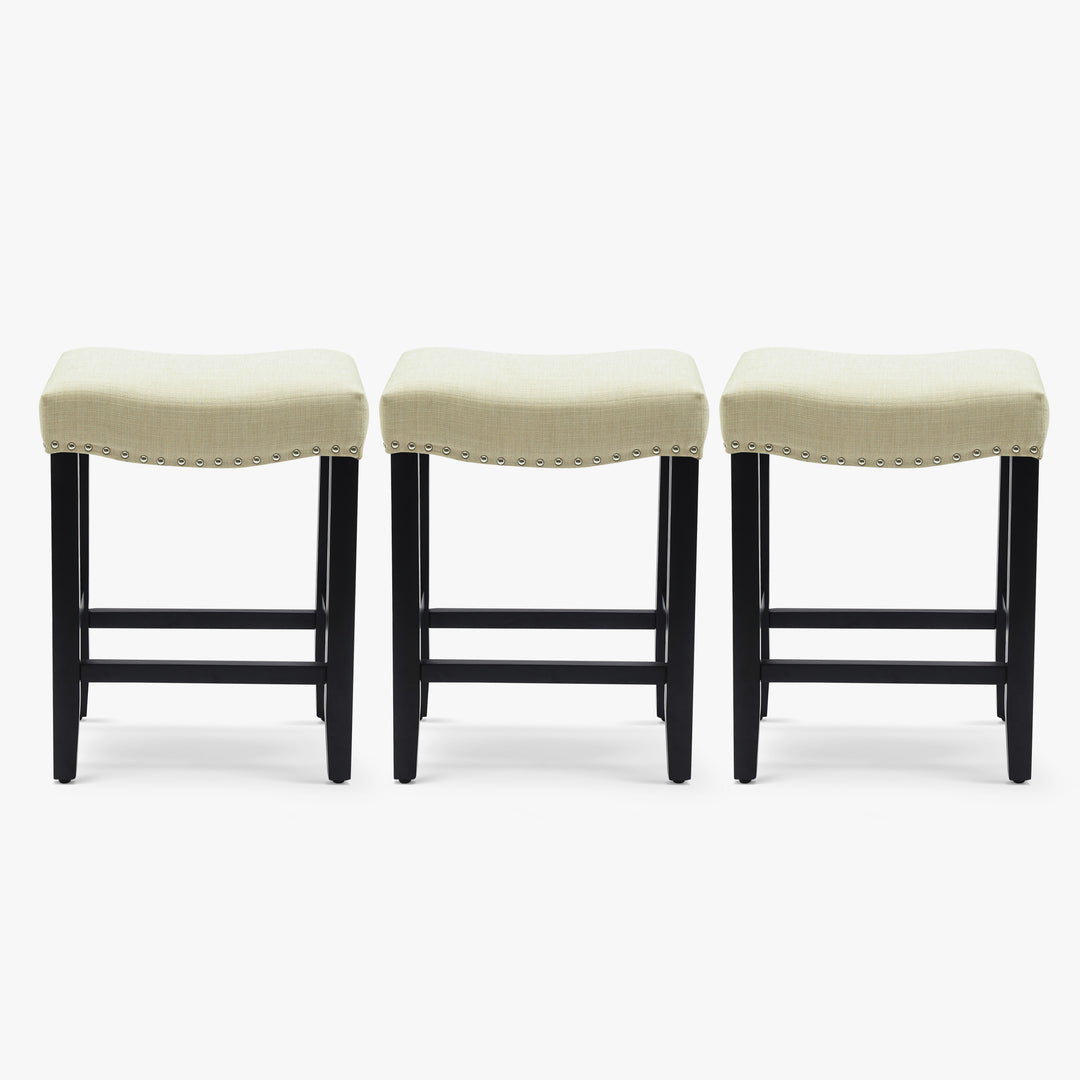 Lenox 24" Upholstered Saddle Seat Black Counter Stool (Set of 3)