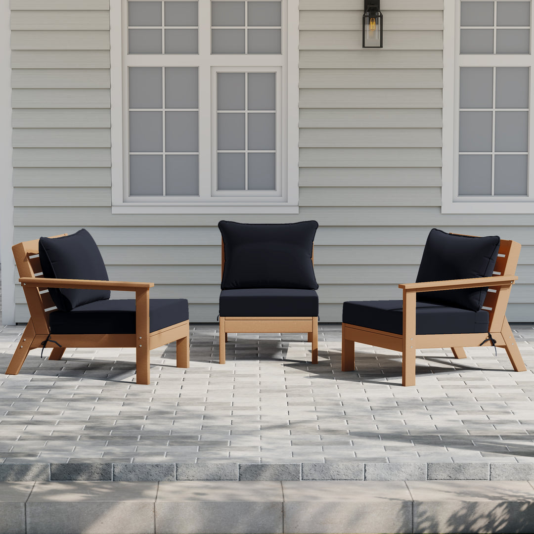 Avalon Outdoor Patio HDPE Sectional Sofa with Patio Cushions