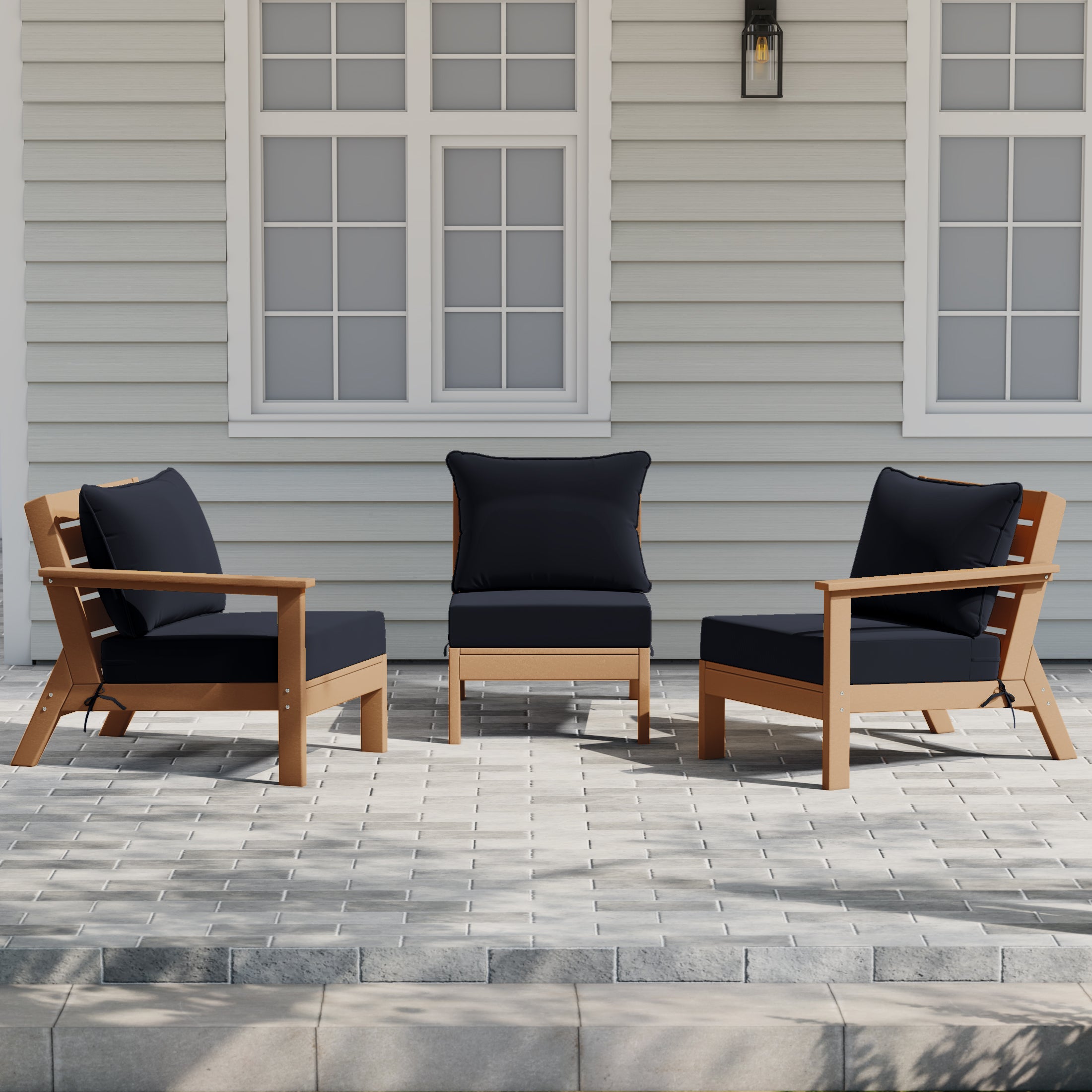 Avalon Outdoor Patio HDPE Sectional Sofa with Patio Cushions