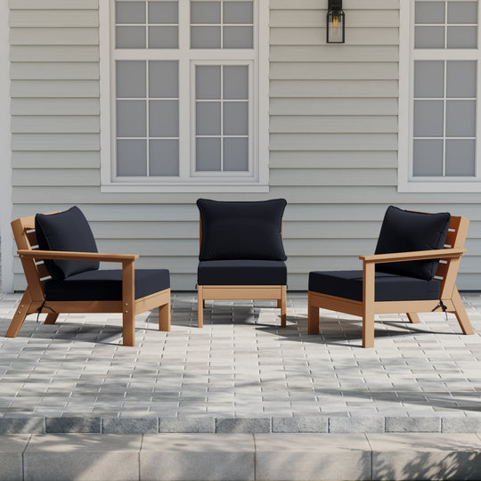 Avalon Outdoor Patio HDPE Sectional Sofa with Patio Cushions