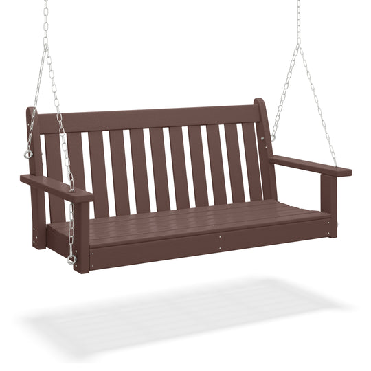 Malibu Outdoor Patio HDPE Hanging Front Porch Swing Bench