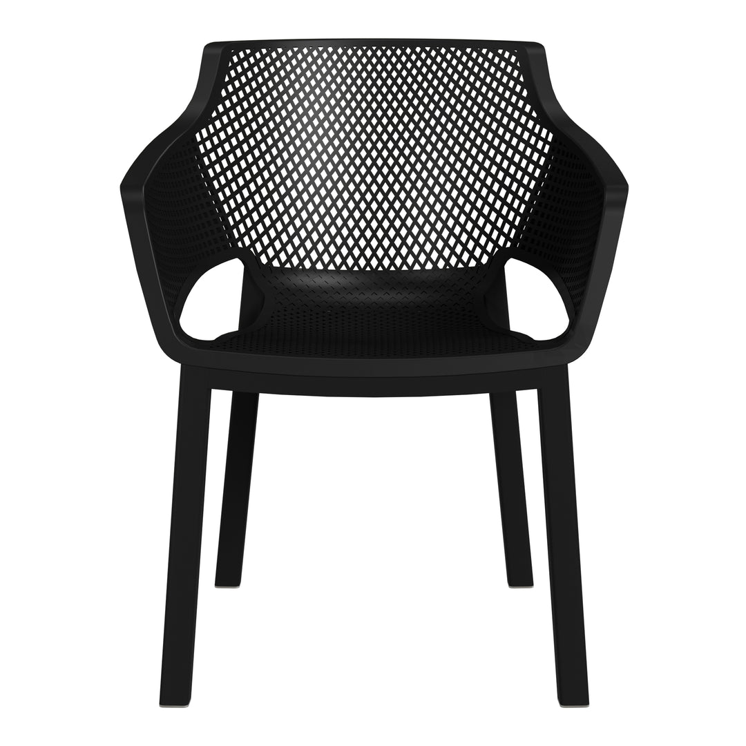 Playa Outdoor Modern Stackable Plastic Resin Patio Dining Armchair (Set of 4)