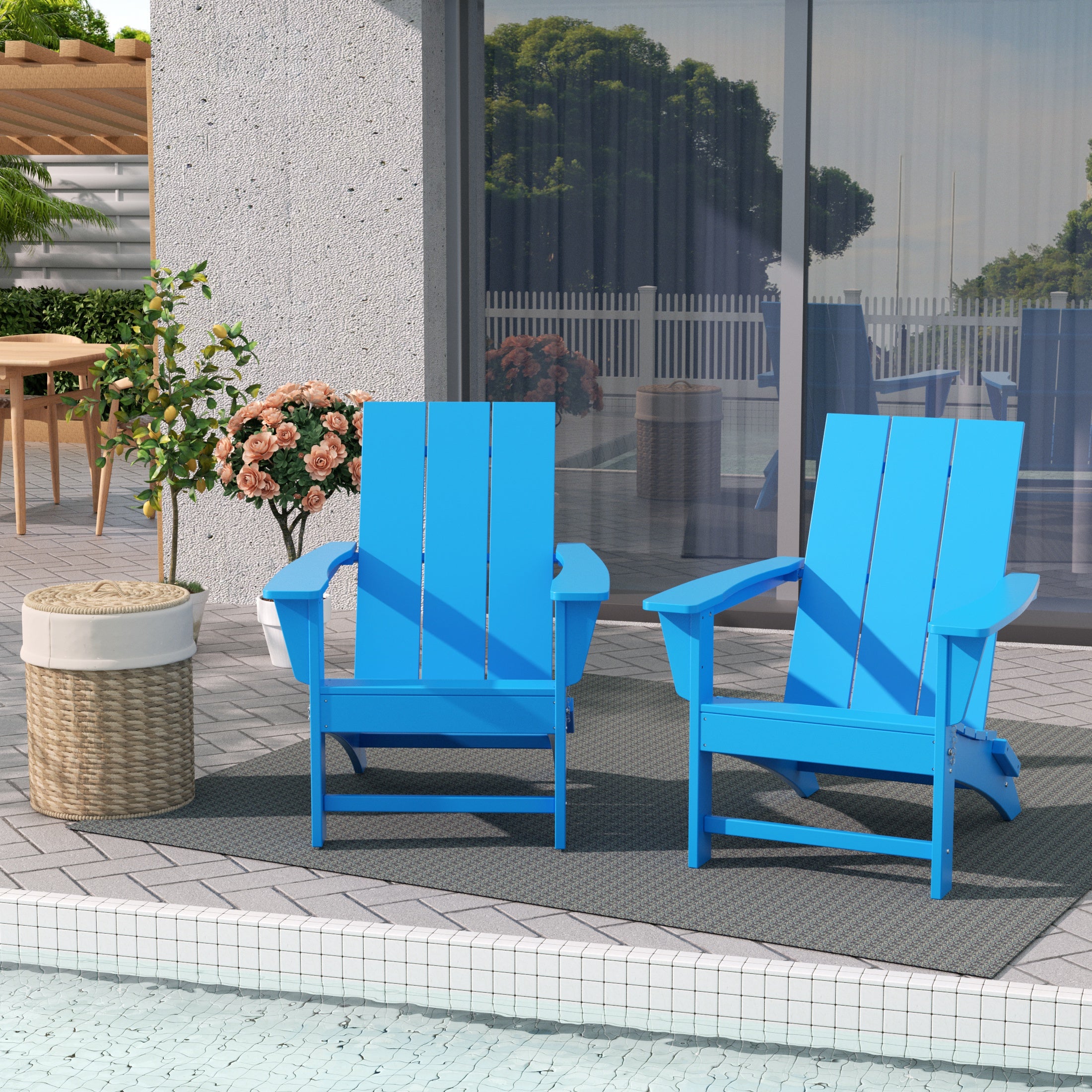 Ashore Modern Outdoor Folding Adirondack Chair (Set of 2