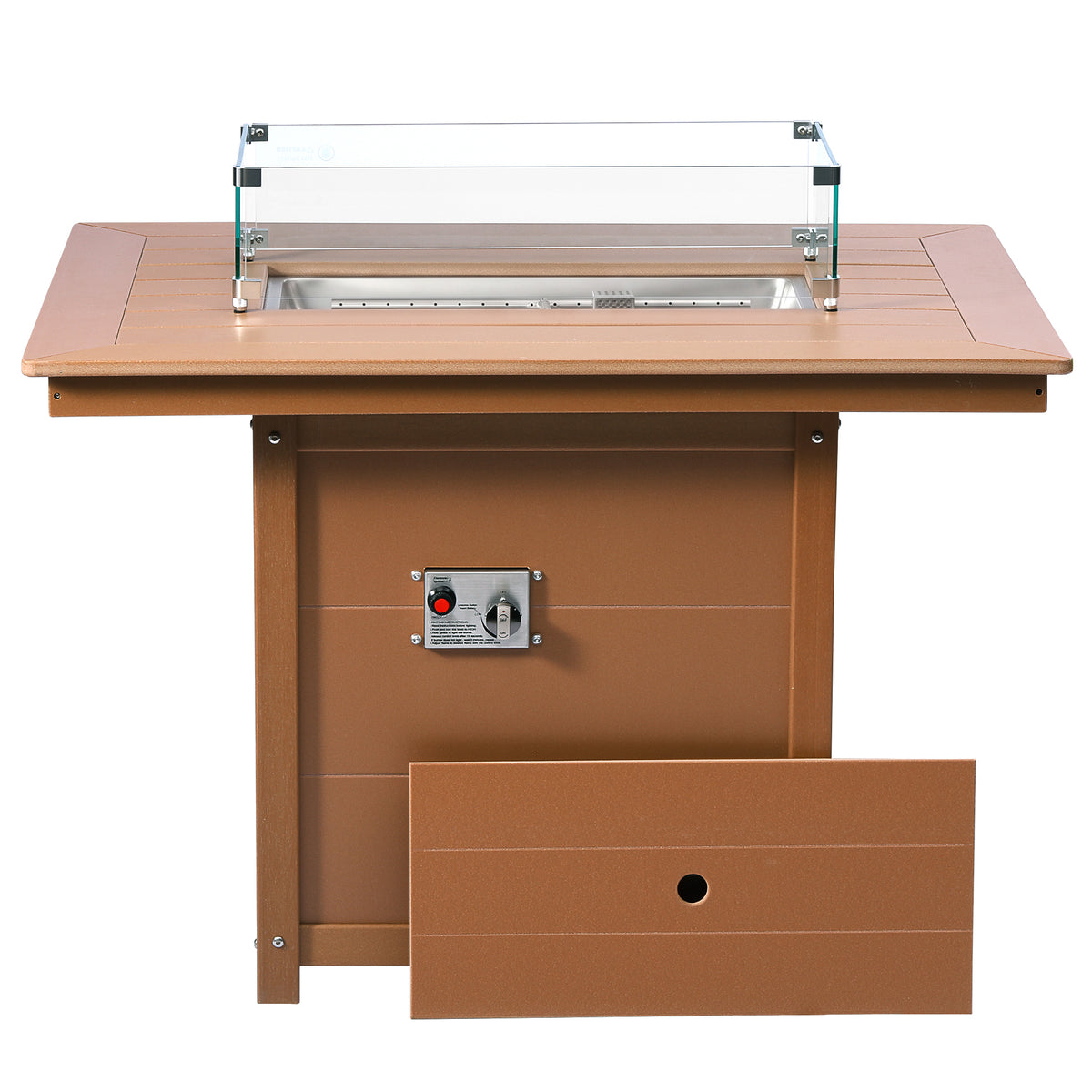 Helios 46" Modern Outdoor Patio Gas Propane Rectangular Fire Pit Table