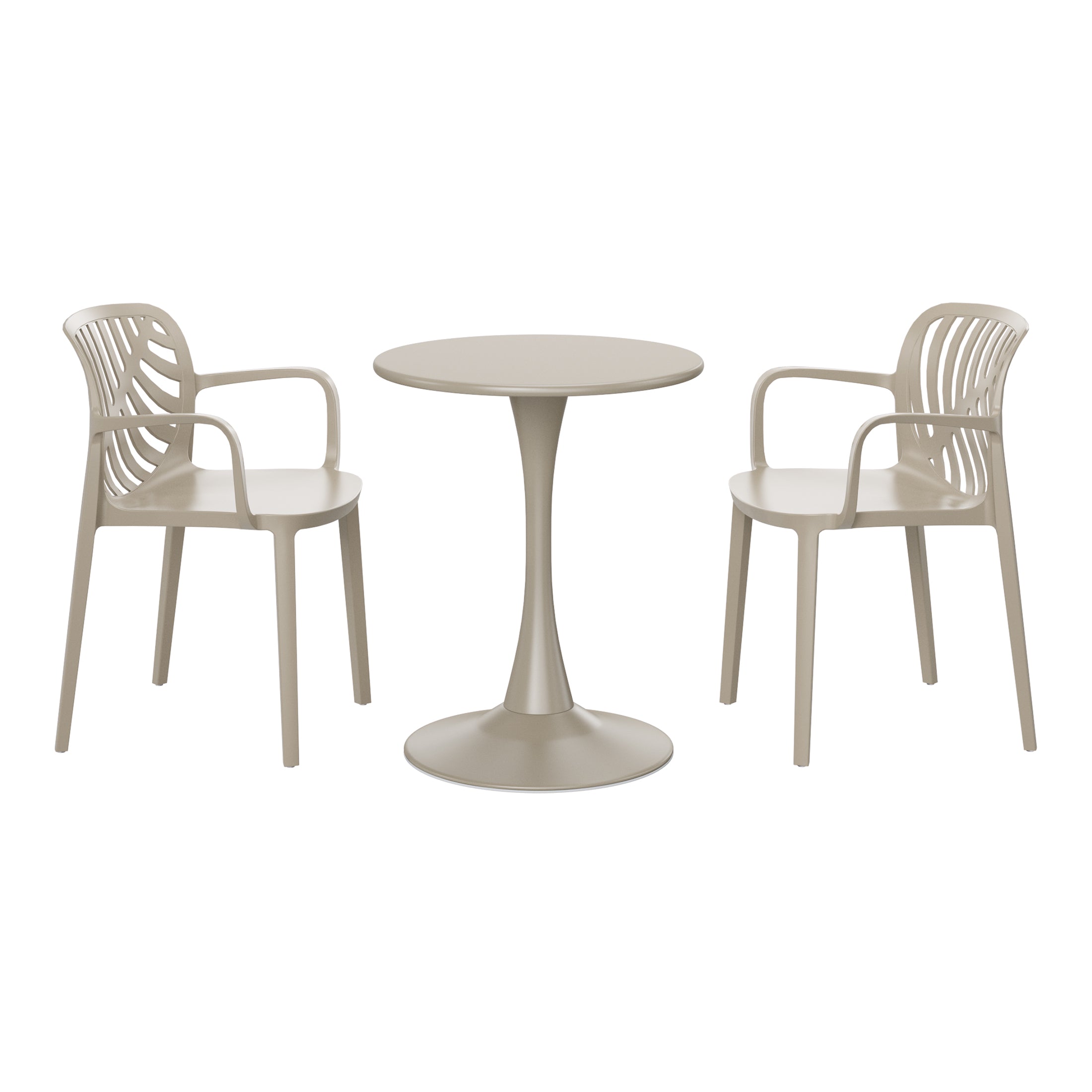 Playa 3-Piece Outdoor Indoor Metal Patio Dining Table Set With Stackable Patio Chairs