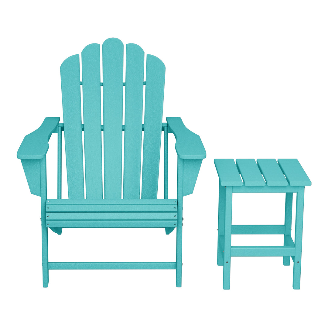 Highland Outdoor Patio HDPE Adirondack Chair With Cup Holder and Table Set