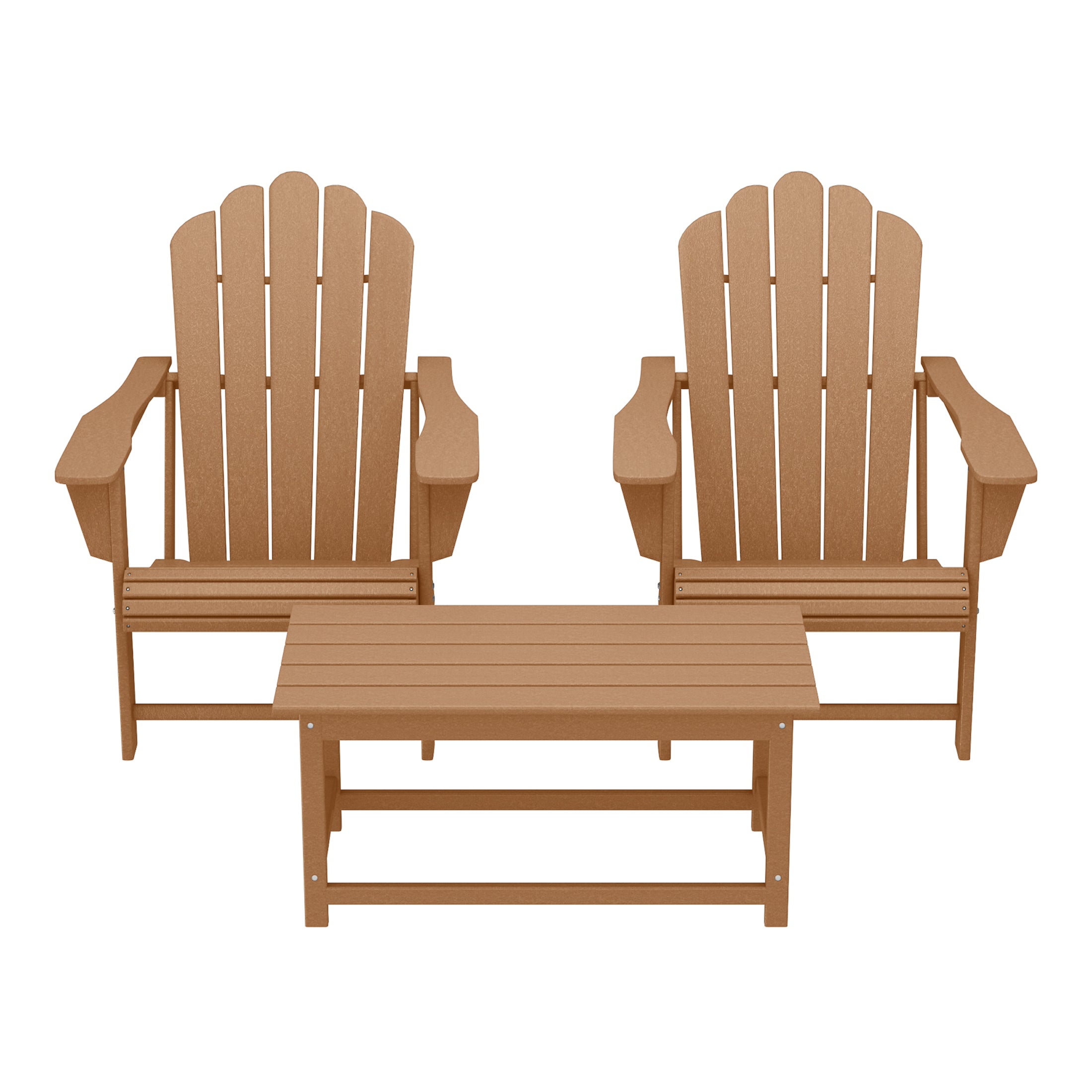 Highland 3-Piece Adirondack Chairs with Cup Holders and Coffee Table Set
