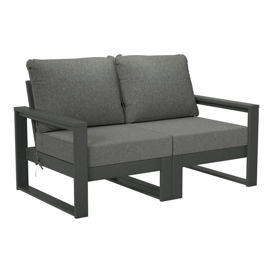 Montara Outdoor HDPE All-Weather Modern Patio Loveseat with Waterproof Cushions
