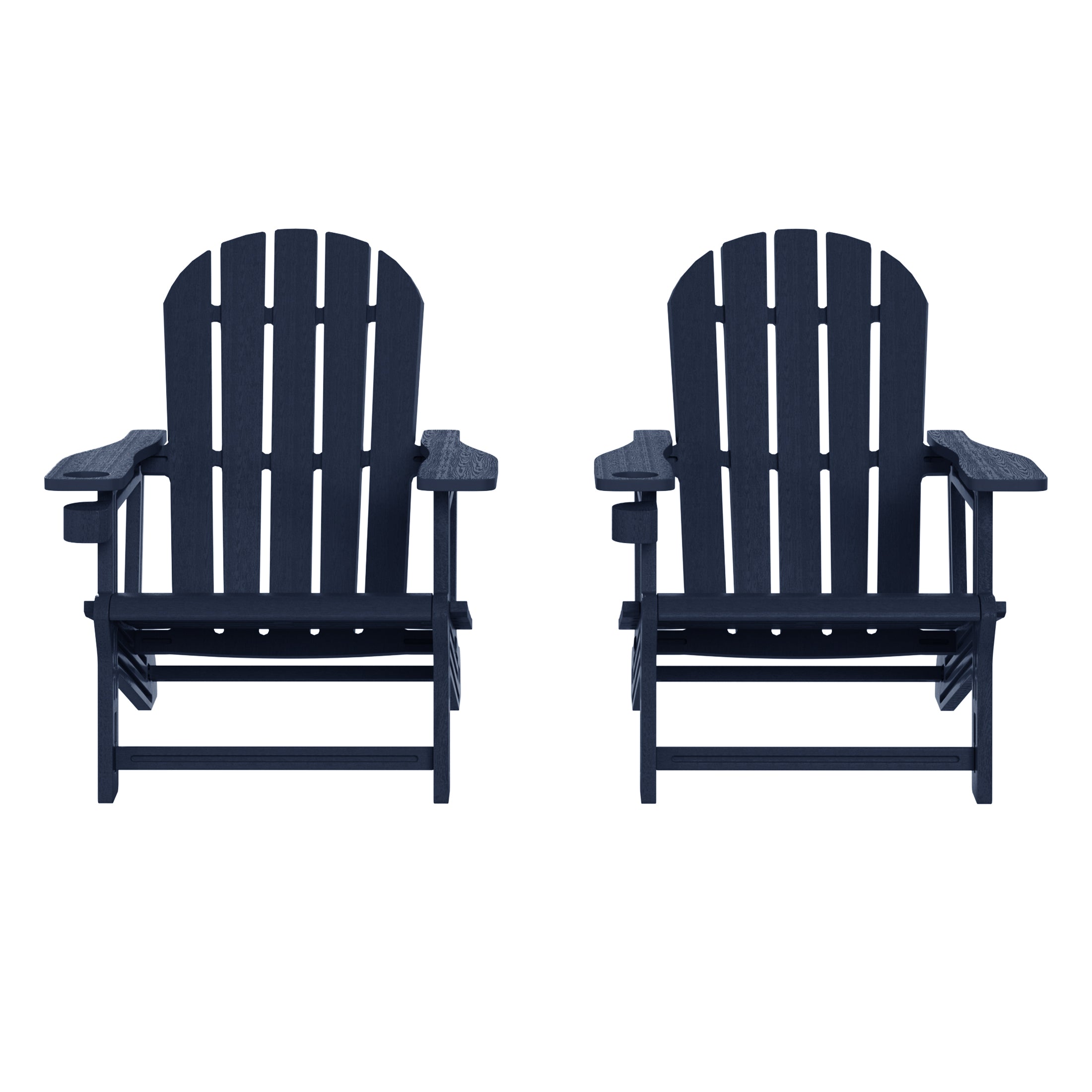 Azura Tool-Free Assembly Outdoor Patio HDPE Plastic Adirondack Chair with Cup Holder (Set of 2)