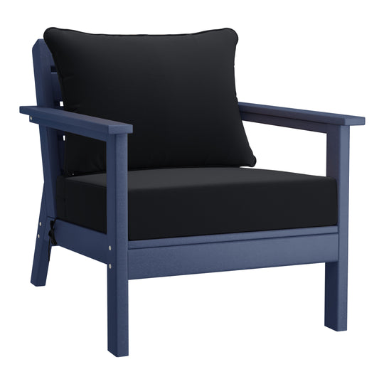 Avalon Outdoor Modern HDPE Patio Club Chairs with Deep Seat Cushions (Set of 2)