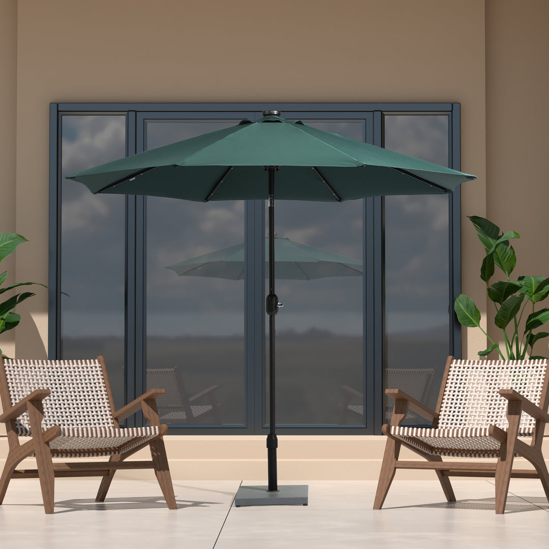 Cyrus 9 ft. Patio Solar Power LED lights Market Umbrella
