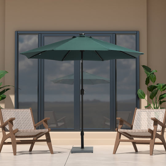 Cyrus 9 ft. Patio Solar Power LED lights Market Umbrella