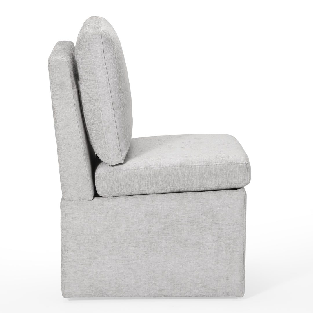 Soho Modern Upholstered Chenille Armless Dining Chairs With Casters (Set of 2)