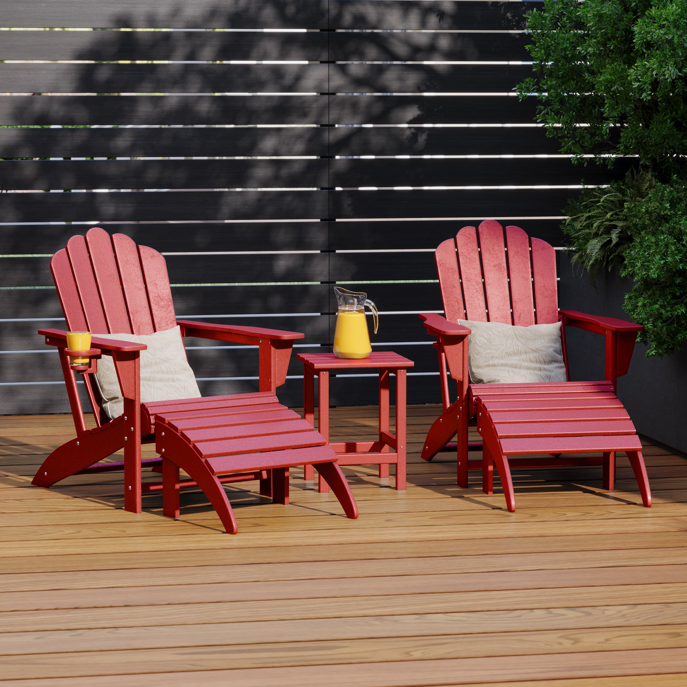 Highland 5-Piece Adirondack Chair with Folding Ottoman and Table Set