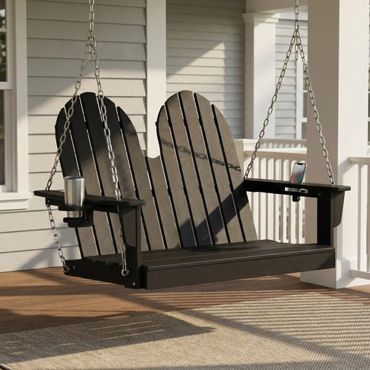 St. Augustine 4ft Outdoor HDPE Poly Farmhouse Hanging Porch Swing With Cup Holders