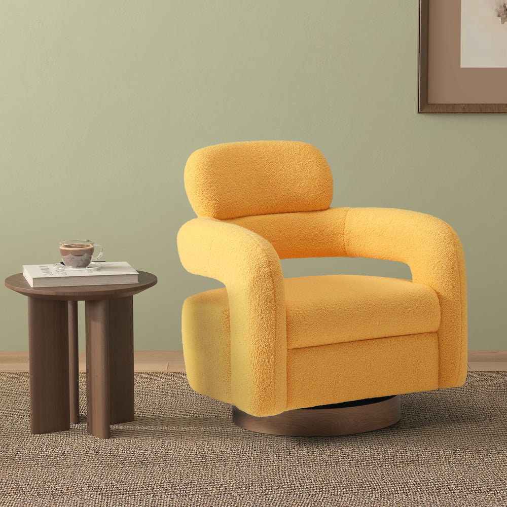 Alexandria Mid-Century Modern Sherpa Swivel Barrel Accent Chair