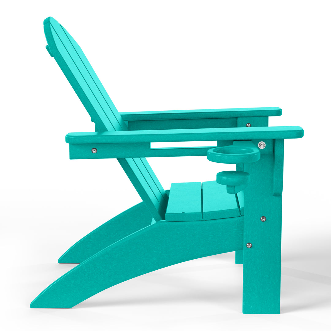 Malibu 3-Piece Kids HDPE Adirondack Chairs Set with Square Side Table and Cup Holders