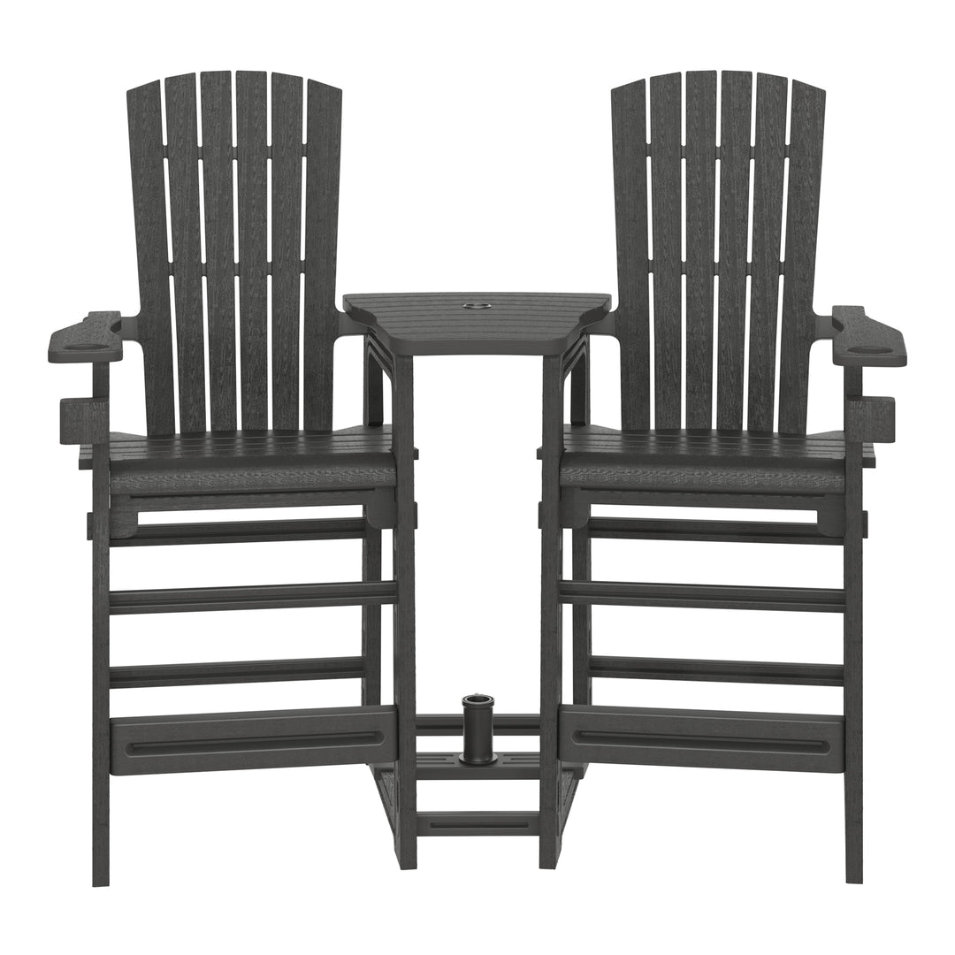 Azura Outdoor Tall Adirondack Chairs With Connecting Table Tray (Set of 2)
