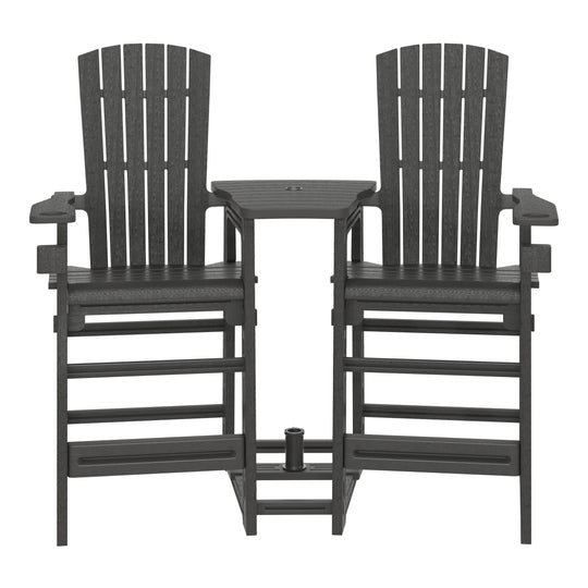 Azura Outdoor Tall Adirondack Chairs With Connecting Table Tray (Set of 2)