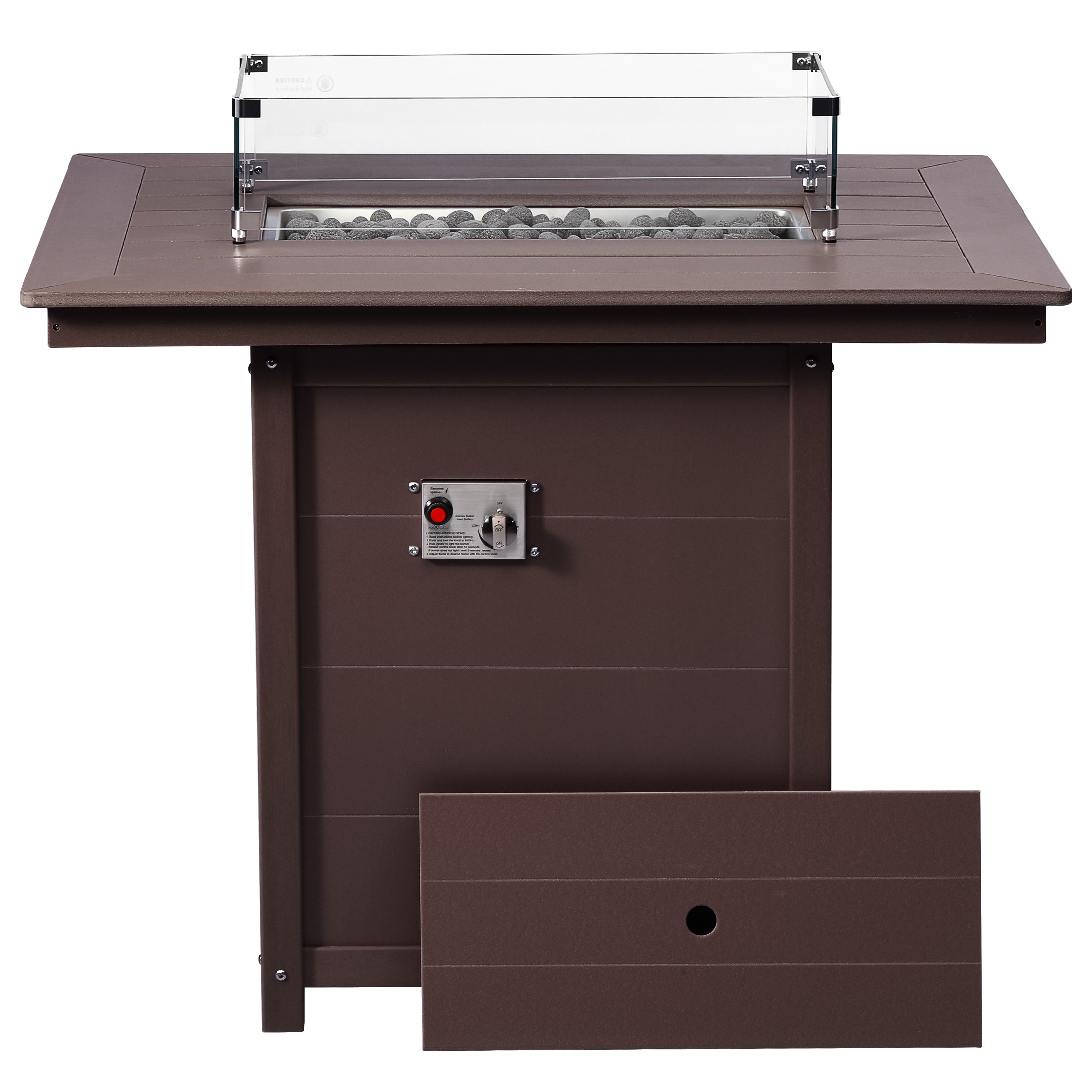 Helios 46" Modern Outdoor Patio Gas Propane Rectangle Fire Pit Table