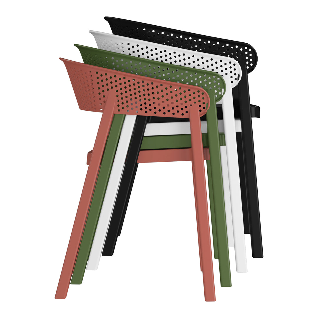 Playa 5-Piece Indoor Outdoor Metal Patio Dining Table Set With Stackable Patio Chairs