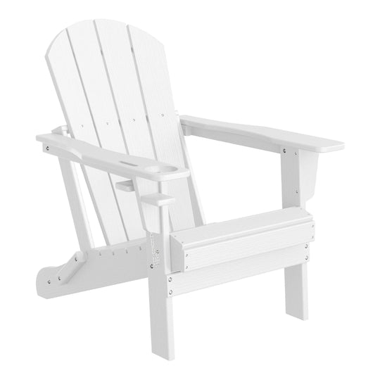 Nantucket Outdoor Patio HDPE Resin Folding Adirondack Chairs With Cup Holder and Phone Holder (Set of Two)