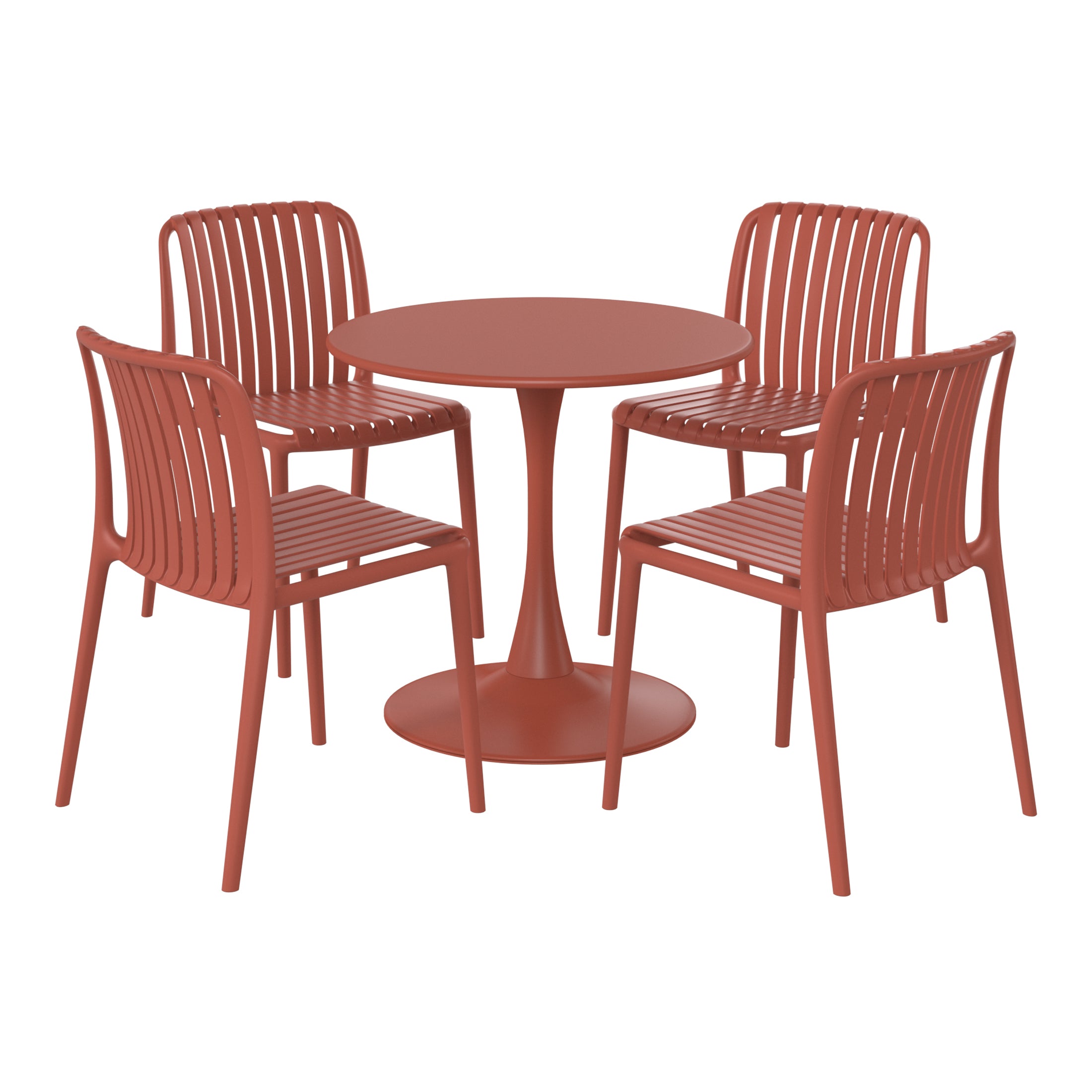 Playa 5-Piece Outdoor Metal Dining Table Set And Stackable Resin Patio Chairs