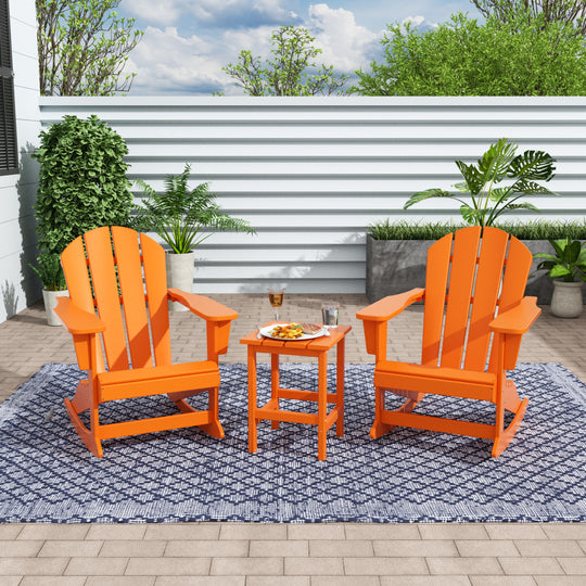 Malibu Westintrends 3-Piece set Outdoor / Patio Poly Adirondack rocking chairs with a side table ( 2 seater )