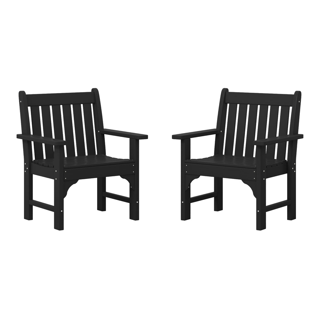 Malibu Outdoor Patio HDPE Adirondack Dining Arm Chairs (Set of 2)