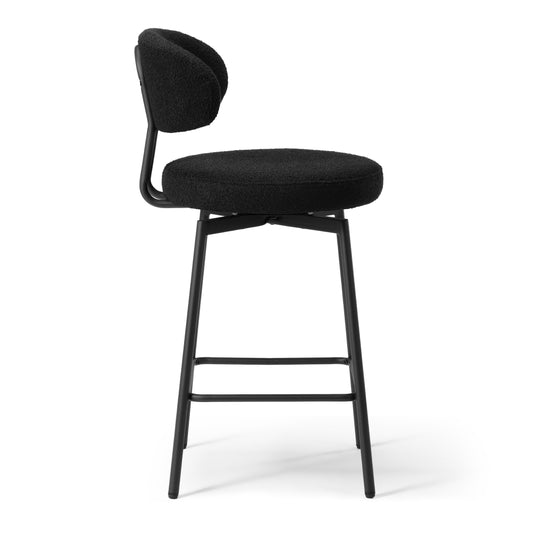 Alexandria Modern Upholstered Sherpa Fabric Counter Height Bar Stools with Back (Set of 2)