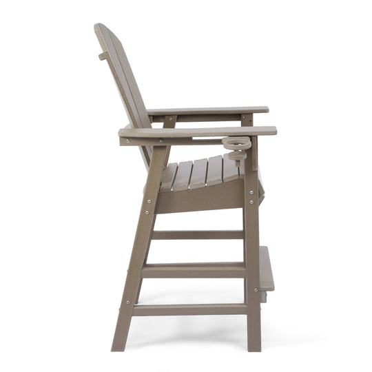 Malibu Outdoor HDPE Tall Adirondack Bar Height Chair With Cup Holder