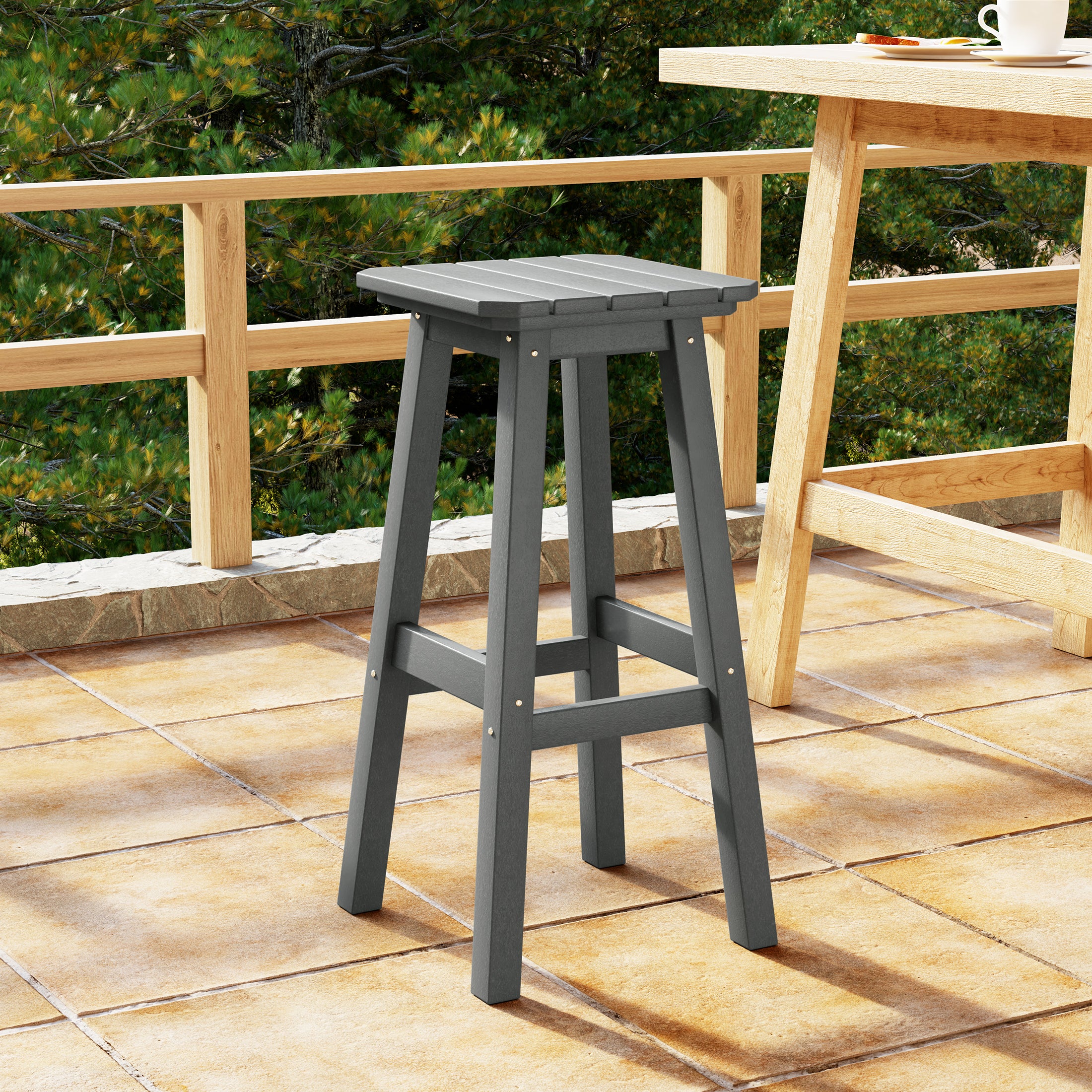 Malibu 29" HDPE Outdoor Patio Square Backless Bar Stool
