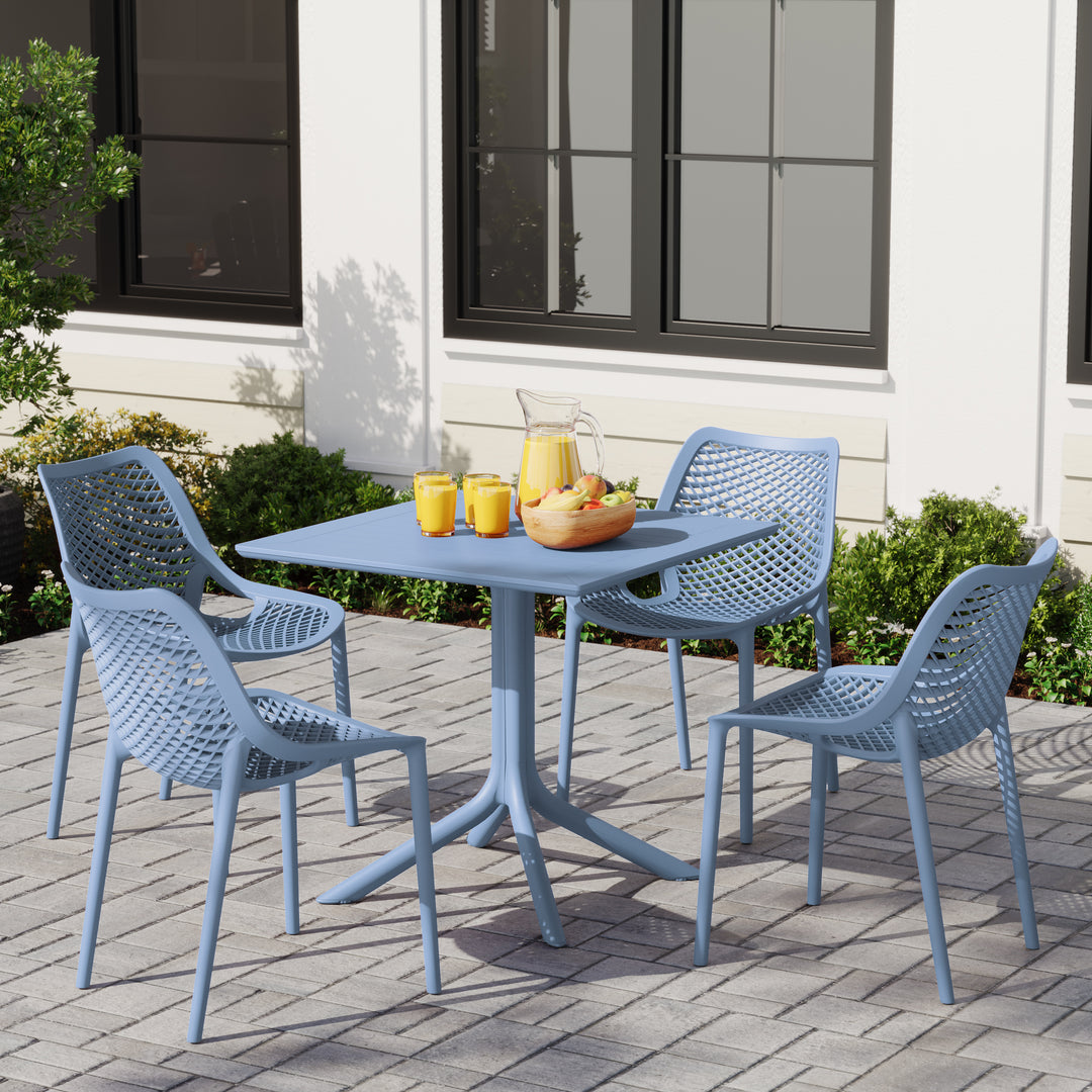 Playa 5-Piece Resin Square Patio Dining Table Set with Stackable Patio Dining Chairs