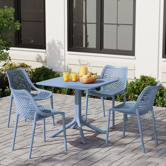 Playa 5-Piece Resin Square Patio Dining Table Set with Stackable Patio Dining Chairs