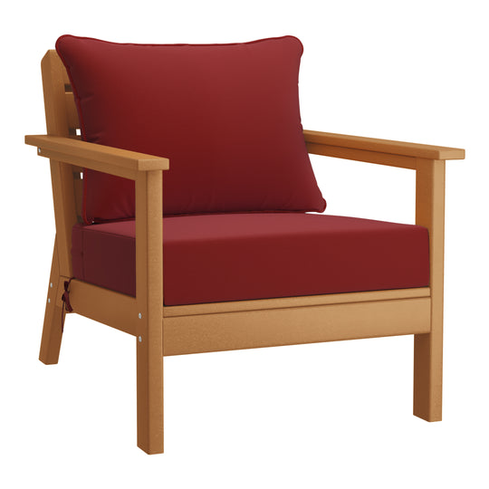 Avalon Outdoor Modern HDPE Patio Club Chairs with Deep Seat Cushions (Set of 2)