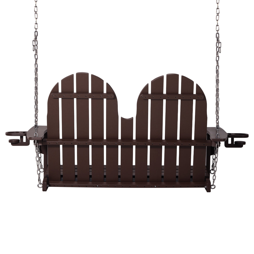 St. Augustine 4ft Outdoor HDPE Poly Farmhouse Hanging Porch Swing With Cup Holders