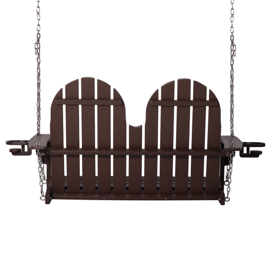St. Augustine 4ft Outdoor HDPE Poly Farmhouse Hanging Porch Swing With Cup Holders