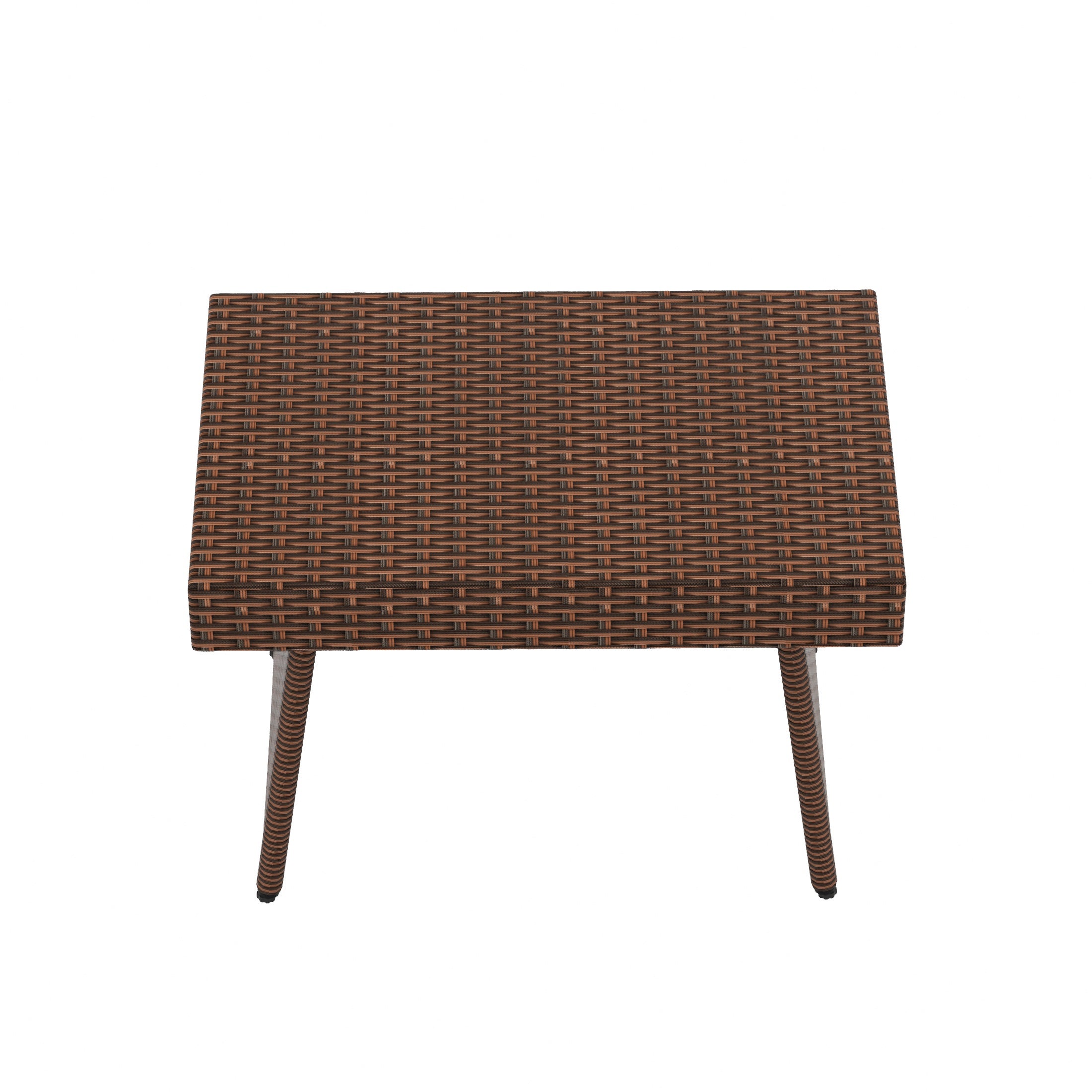 Coastal Plastic Rattan Wicker Outdoor Patio Folding Side Table