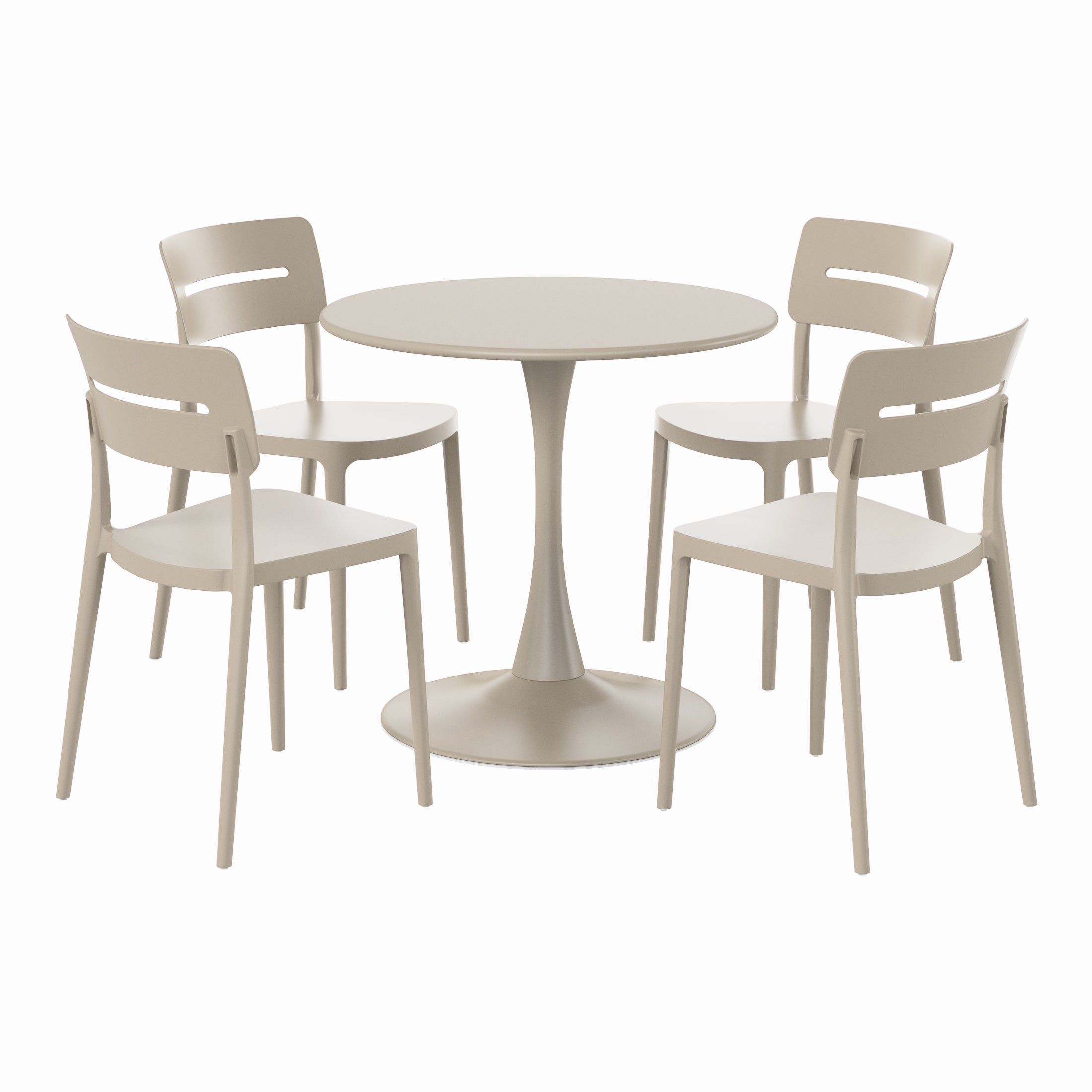 Playa 5-Piece Outdoor Indoor Round Metal Patio Dining Table Set With Stackable Patio Chairs