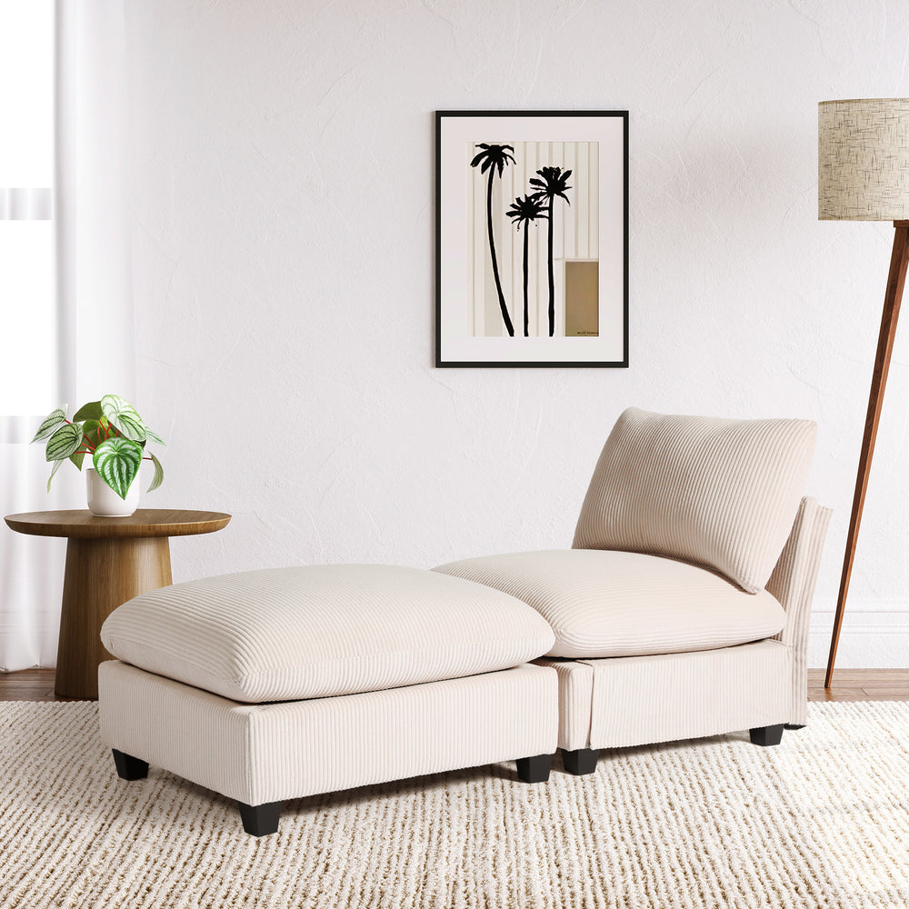 Hearthside 68.5" Corduroy Upholstered Indoor Chaise Lounge Chair