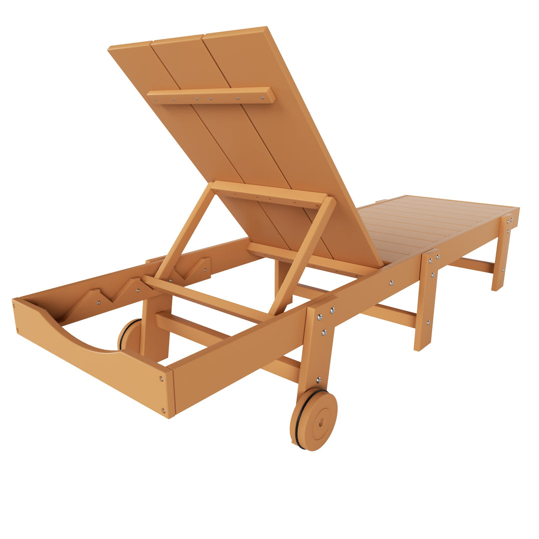 Ashore Modern Poly Reclining Chaise Lounge With Wheels