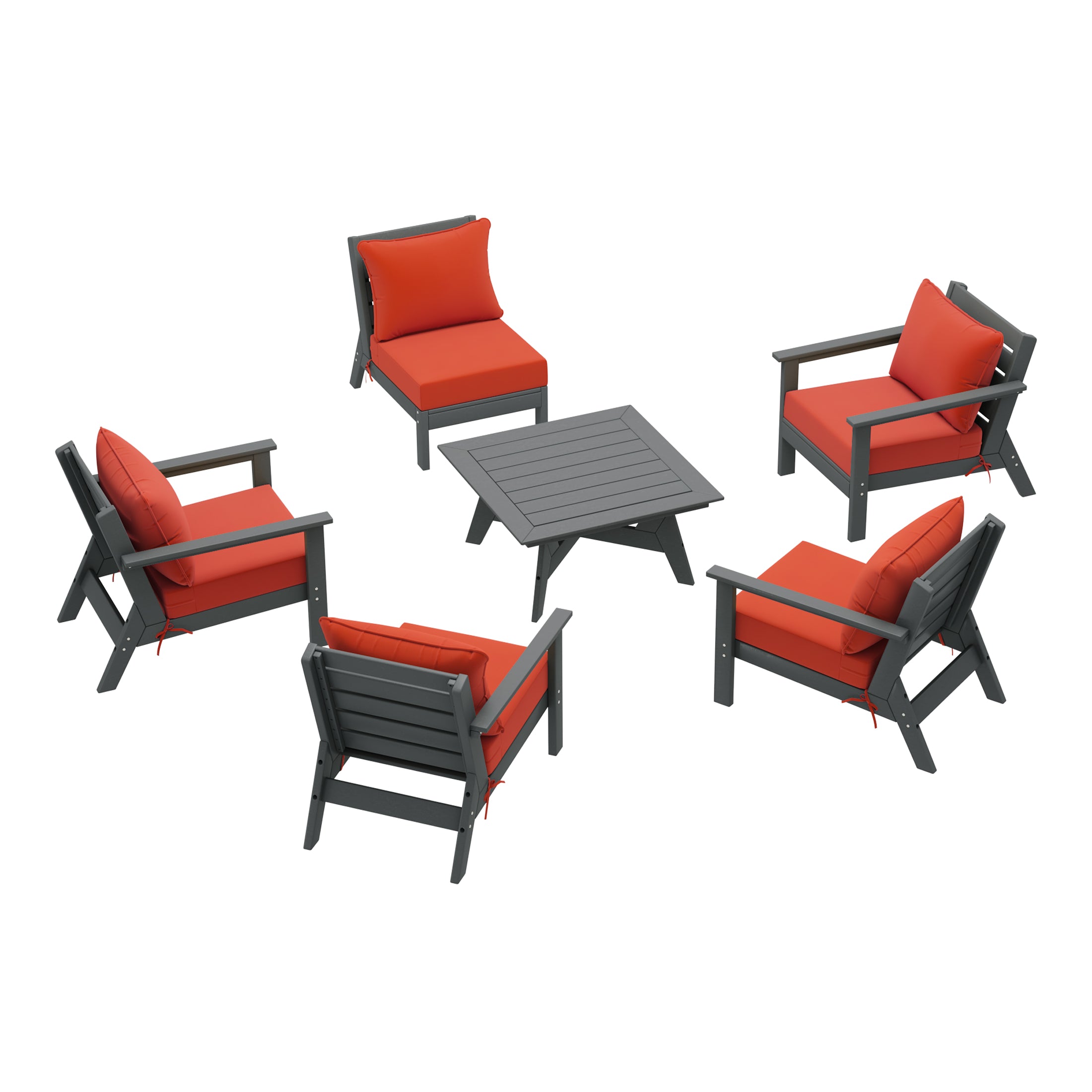 Avalon Outdoor 6-Piece Modular Sectional Patio Furniture Sofa Set in Gray Frame