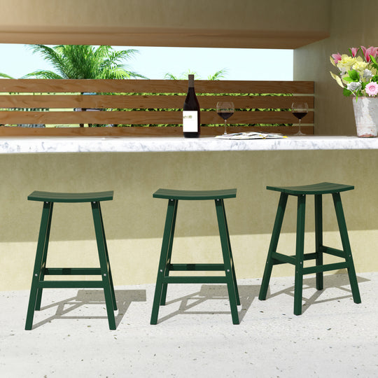 Malibu 29" HDPE Outdoor Patio Bar Height Bar Stools (Set of 3)