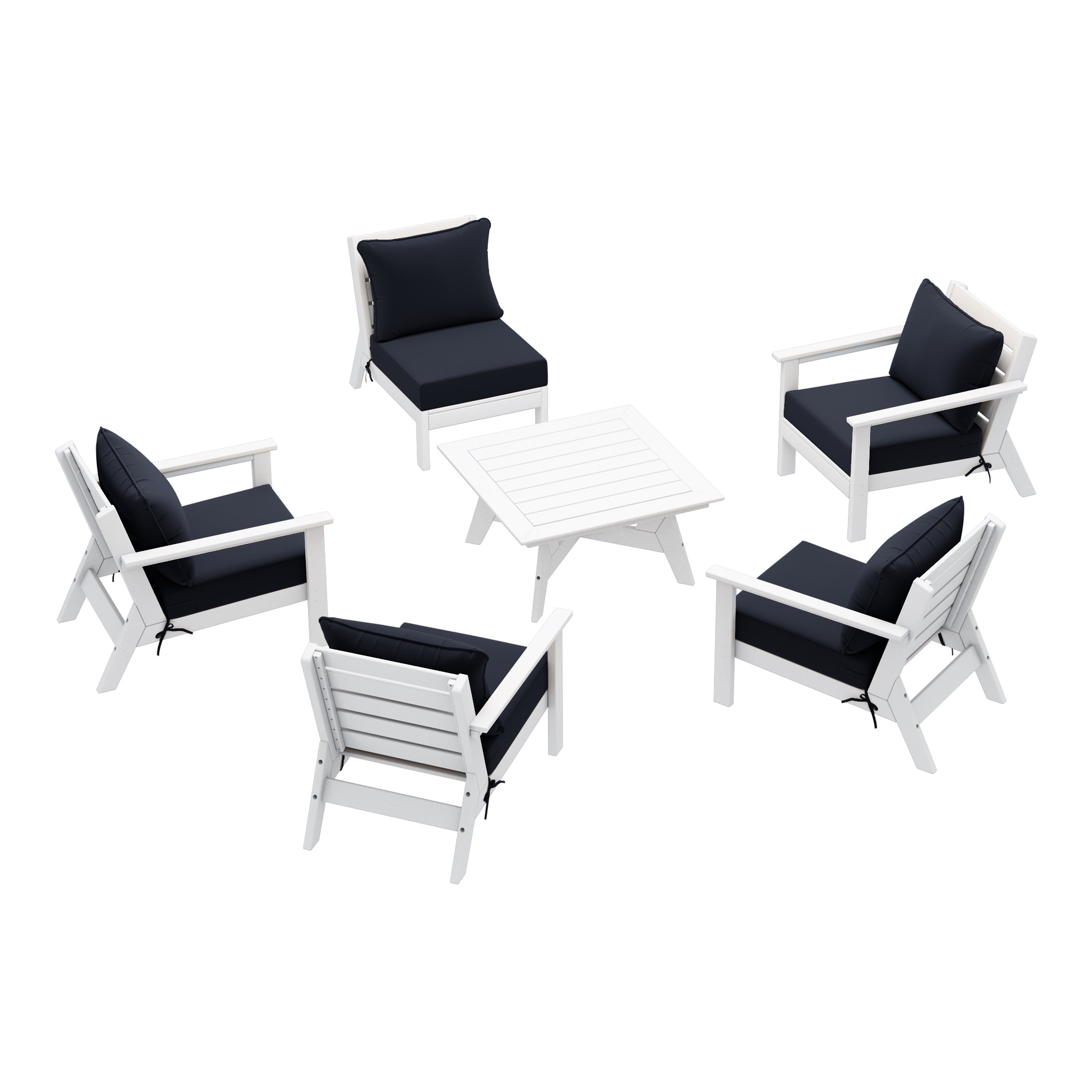 Avalon Outdoor 6-Piece Modular Sectional Patio Furniture Sofa Set in White Frame