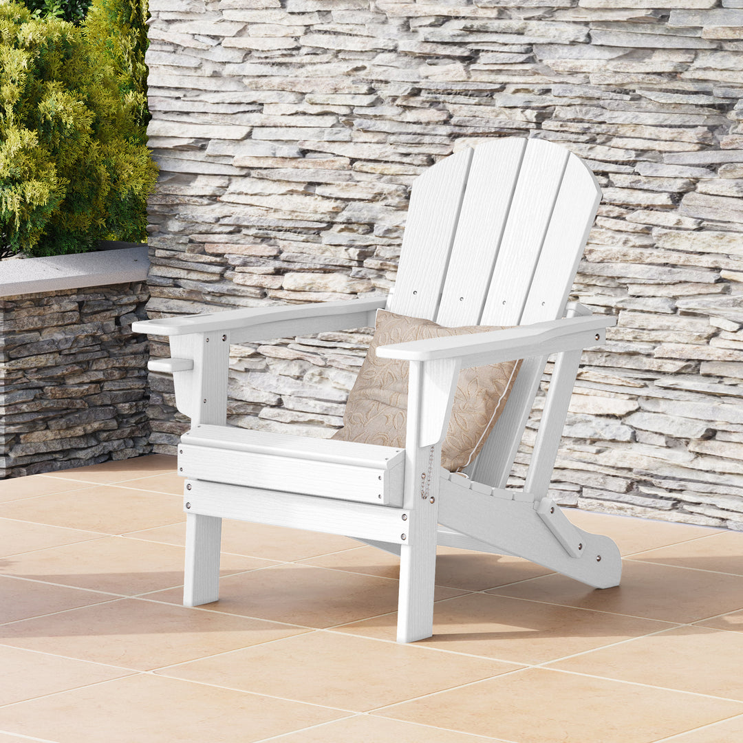Nantucket Outdoor Patio HDPE Resin Adirondack Chair With Cup Holder and Phone Holder