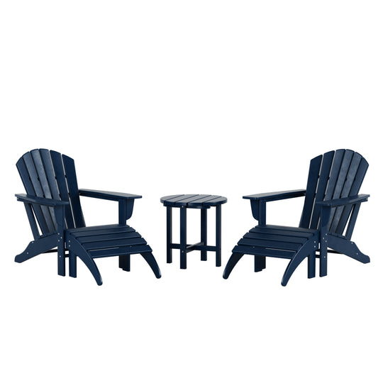 Dylan Outdoor Adirondack Chair With Ottoman And Side Table 5-Piece Set