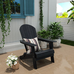 Tuscany folding Adirondack chair in Black styled outdoors