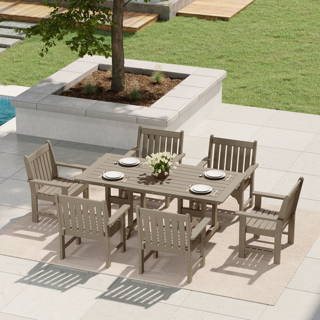 Malibu 7-Piece HDPE Outdoor Dining Patio Table and Chairs Set