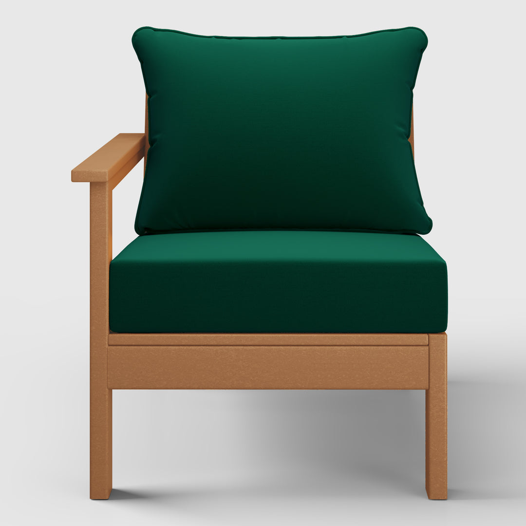 Avalon Outdoor Patio HDPE Left Arm Sectional Corner Club Chair with Patio Cushions