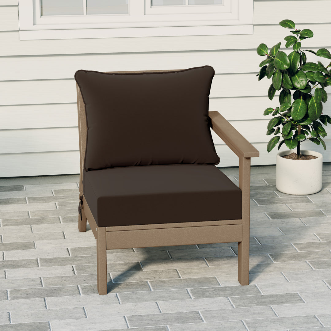 Avalon Outdoor Patio HDPE Right Arm Sectional Corner Club Chair with Patio Cushions